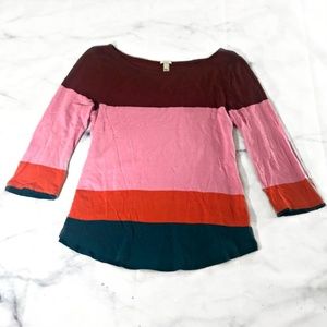 J. Crew Colorblock Boatneck Linen Blend Sweater